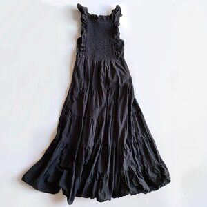 8 by YOOX Smocked Maxi Dress Size IT 42 (Medium)  Black Tiered Ruffle Sleeveless